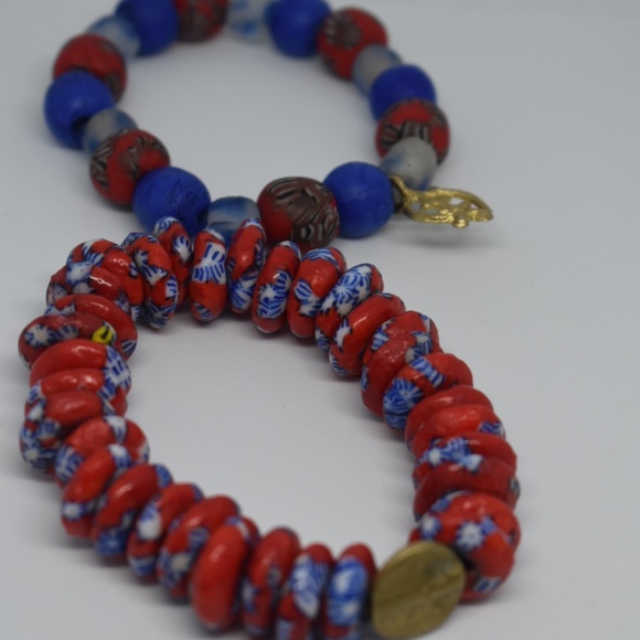 ExploreAfrica Jewelry - Set - African Slave Trade Glass Bead Bracelets - I